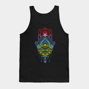 Colourful Green-eyed Hamsa Tank Top